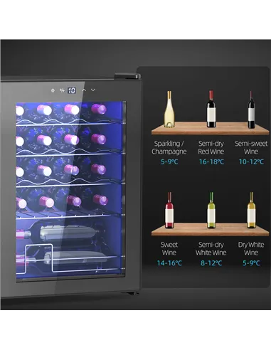 HOMCOM 20 Bottle 5-18℃ Countertop Wine Fridge - Black