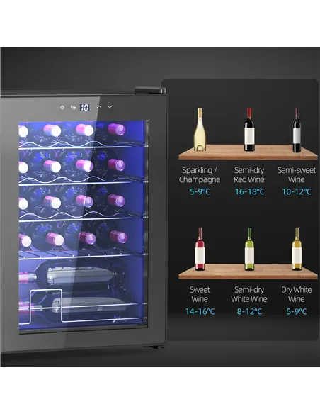 HOMCOM 20 Bottle 5-18℃ Countertop Wine Fridge - Black