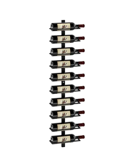 HOMCOM 10-Tier Wall Mount Wine Rack, Steel Wall Wine Rack for 10 Wine Bottles, Wall Wine Display Rack for Kitchen, Dining Room, 