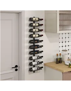 HOMCOM 10-Tier Wall Mount Wine Rack, Steel Wall Wine Rack for 10 Wine Bottles, Wall Wine Display Rack for Kitchen, Dining Room,  2
