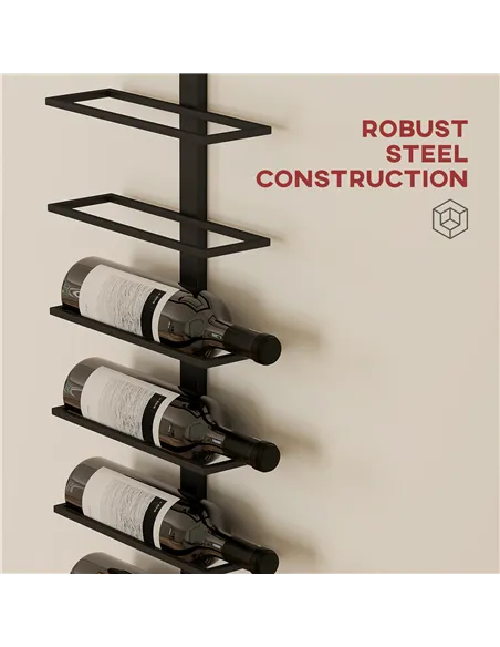 HOMCOM 10-Tier Wall Mount Wine Rack, Steel Wall Wine Rack for 10 Wine Bottles, Wall Wine Display Rack for Kitchen, Dining Room, 