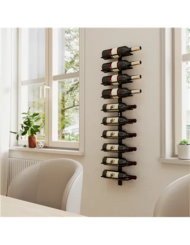 HOMCOM 10-Tier Wall Mount Wine Rack, Steel Wall Wine Rack for 10 Wine Bottles, Wall Wine Display Rack for Kitchen, Dining Room, 