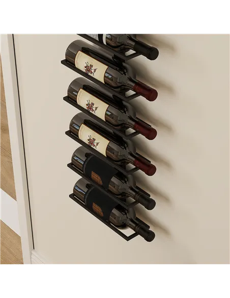 HOMCOM 10-Tier Wall Mount Wine Rack, Steel Wall Wine Rack for 10 Wine Bottles, Wall Wine Display Rack for Kitchen, Dining Room, 