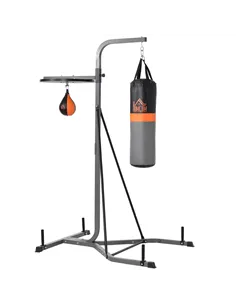 HOMCOM Freestanding Boxing Punch Bag & Speed ball Station, for Home Gym, Grey