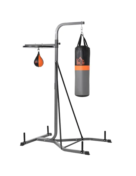 HOMCOM Freestanding Boxing Punch Bag & Speed ball Station, for Home Gym, Grey