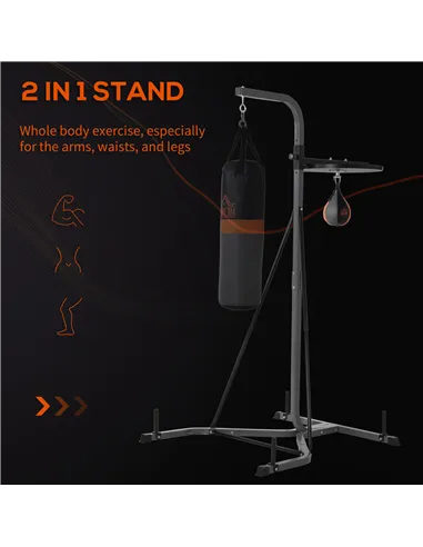 HOMCOM Freestanding Boxing Punch Bag & Speed ball Station, for Home Gym, Grey