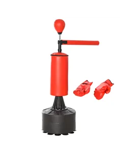 HOMCOM 155-205cm 3-IN-1 Freestanding Boxing Punching Bag Stand, Boxing Speed Trainer with Rotating Flexible Arm, Speed Ball, Fil