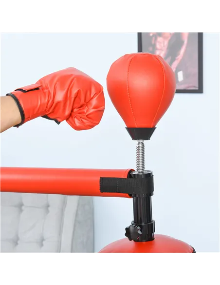 HOMCOM 155-205cm 3-IN-1 Freestanding Boxing Punching Bag Stand, Boxing Speed Trainer with Rotating Flexible Arm, Speed Ball, Fil