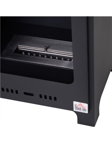 HOMCOM Freestanding Ethanol Fireplace, Bioethanol Fire with 0.9L Tank, 3 Hours Burning Time for Indoor, Black