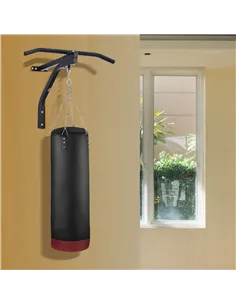 HOMCOM Punching Bag Hanger Wall Mount Bracket Kick Boxing MMA Training Frame Home Fitness Workout Pull Up Bar, Black 2