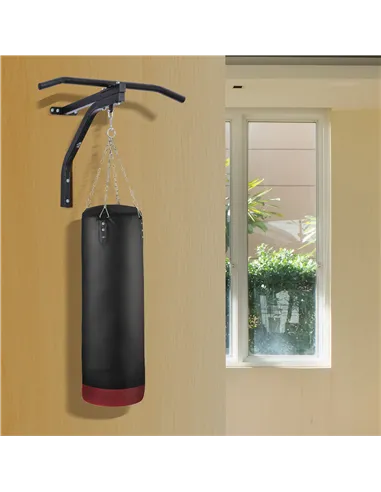 HOMCOM Punching Bag Hanger Wall Mount Bracket Kick Boxing MMA Training Frame Home Fitness Workout Pull Up Bar, Black