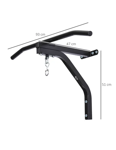 HOMCOM Punching Bag Hanger Wall Mount Bracket Kick Boxing MMA Training Frame Home Fitness Workout Pull Up Bar, Black