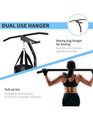 HOMCOM Punching Bag Hanger Wall Mount Bracket Kick Boxing MMA Training Frame Home Fitness Workout Pull Up Bar, Black