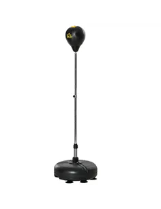 HOMCOM Punching Bag with Stand, 133-151cm Adjustable Height, for Teens, Gold Tone/Black