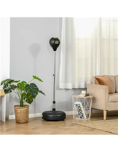 HOMCOM Punching Bag with Stand, 133-151cm Adjustable Height, for Teens, Gold Tone/Black