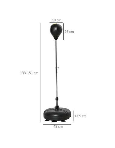 HOMCOM Punching Bag with Stand, 133-151cm Adjustable Height, for Teens, Gold Tone/Black