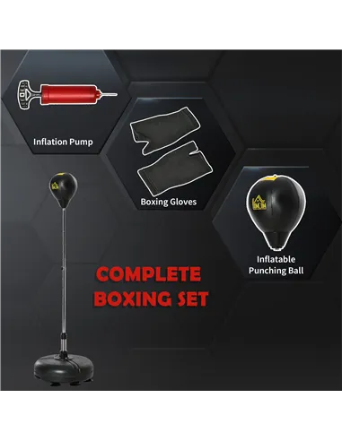 HOMCOM Punching Bag with Stand, 133-151cm Adjustable Height, for Teens, Gold Tone/Black