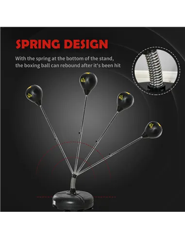 HOMCOM Punching Bag with Stand, 133-151cm Adjustable Height, for Teens, Gold Tone/Black