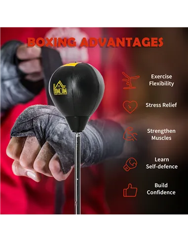 HOMCOM Punching Bag with Stand, 133-151cm Adjustable Height, for Teens, Gold Tone/Black