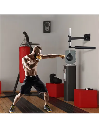 HOMCOM Wall Mount Fast-Reflexes Speed Bag Boxing, Height Adjustable Punching Bag, MMA, Martial Arts and Boxing Equipment for Tra