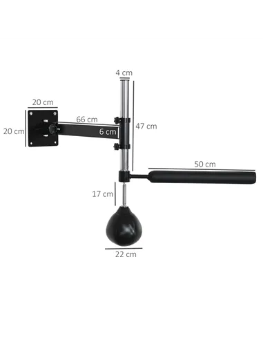 HOMCOM Wall Mount Fast-Reflexes Speed Bag Boxing, Height Adjustable Punching Bag, MMA, Martial Arts and Boxing Equipment for Tra