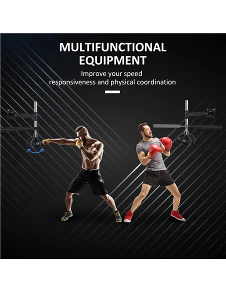 HOMCOM Wall Mount Fast-Reflexes Speed Bag Boxing, Height Adjustable Punching Bag, MMA, Martial Arts and Boxing Equipment for Tra