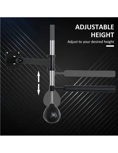 HOMCOM Wall Mount Fast-Reflexes Speed Bag Boxing, Height Adjustable Punching Bag, MMA, Martial Arts and Boxing Equipment for Tra