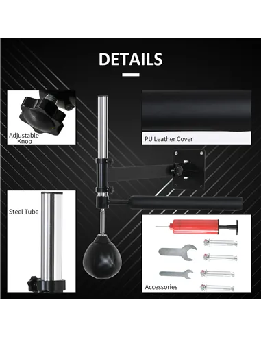 HOMCOM Wall Mount Fast-Reflexes Speed Bag Boxing, Height Adjustable Punching Bag, MMA, Martial Arts and Boxing Equipment for Tra