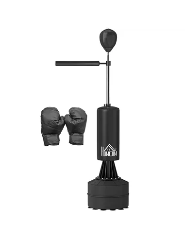 HOMCOM 155-205cm 3-IN-1 Freestanding Boxing Punching Bag Stand, Boxing Speed Trainer with Rotating Flexible Arm, Speed Ball, Fil