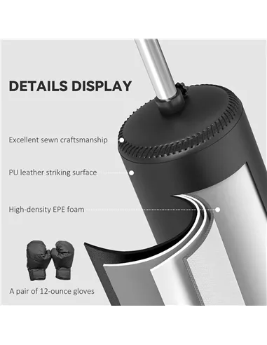 HOMCOM 155-205cm 3-IN-1 Freestanding Boxing Punching Bag Stand, Boxing Speed Trainer with Rotating Flexible Arm, Speed Ball, Fil