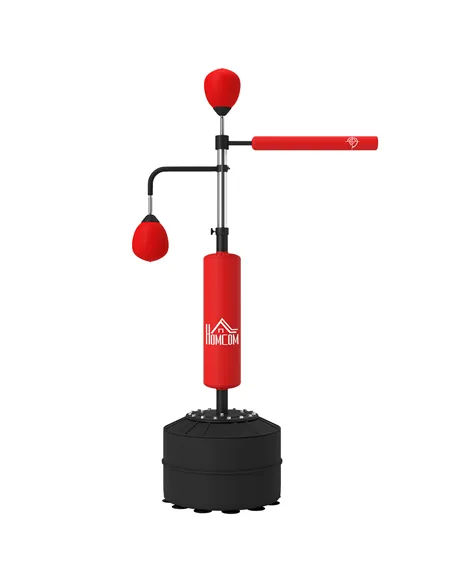 HOMCOM 4-in-1 Boxing Punching Bag, Freestanding with 2 Speed Bals, 360° Reflex Bar, 160-230cm Adjustable Height, Red