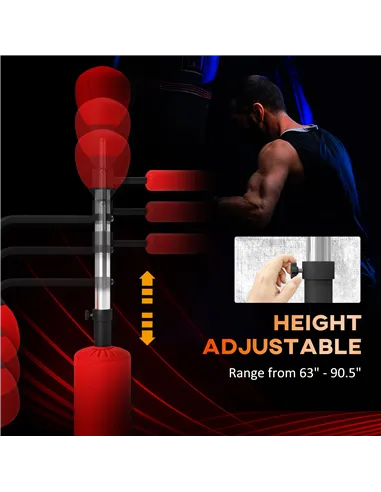 HOMCOM 4-in-1 Boxing Punching Bag, Freestanding with 2 Speed Bals, 360° Reflex Bar, 160-230cm Adjustable Height, Red