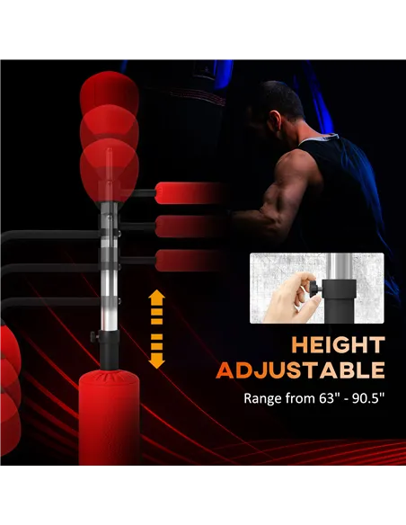 HOMCOM 4-in-1 Boxing Punching Bag, Freestanding with 2 Speed Bals, 360° Reflex Bar, 160-230cm Adjustable Height, Red