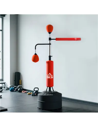 HOMCOM 4-in-1 Boxing Punching Bag, Freestanding with 2 Speed Bals, 360° Reflex Bar, 160-230cm Adjustable Height, Red