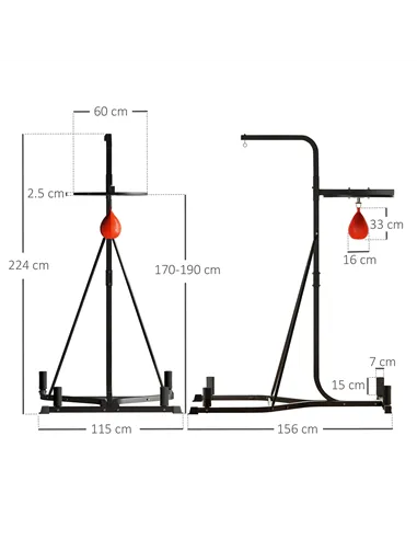 HOMCOM Adjustable Freestanding Speedbag, Punch Bag Hanger, Black