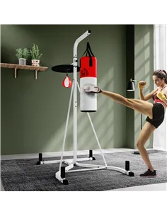HOMCOM Freestanding Boxing Punch Bag & Speed ball Station, for Home Gym, White 2
