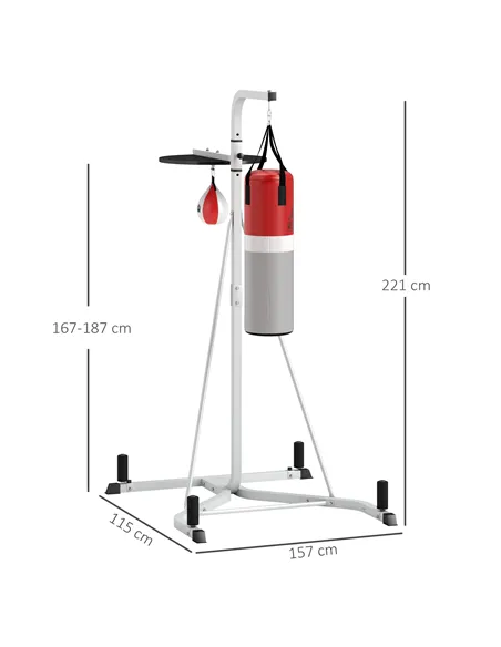 HOMCOM Freestanding Boxing Punch Bag & Speed ball Station, for Home Gym, White
