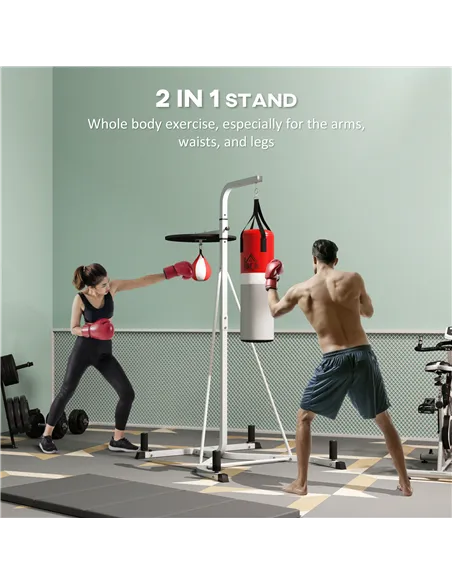 HOMCOM Freestanding Boxing Punch Bag & Speed ball Station, for Home Gym, White