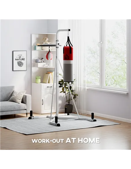 HOMCOM Freestanding Boxing Punch Bag & Speed ball Station, for Home Gym, White