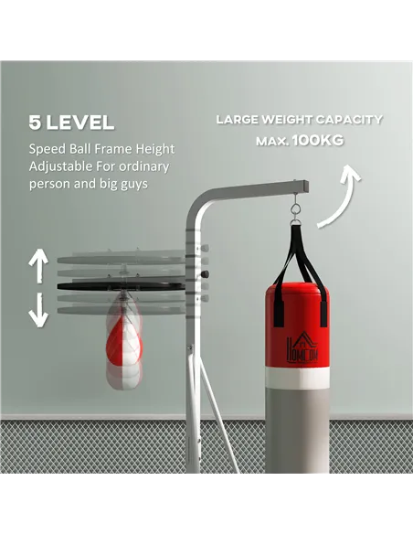HOMCOM Freestanding Boxing Punch Bag & Speed ball Station, for Home Gym, White