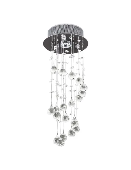 HOMCOM Metal Crystal Ceiling Light Chandelier Elegant Pendant Lamp Living Room Stairway Stairway Spiral Rain Drop Pendant Lamp S
