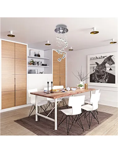 HOMCOM Metal Crystal Ceiling Light Chandelier Elegant Pendant Lamp Living Room Stairway Stairway Spiral Rain Drop Pendant Lamp S