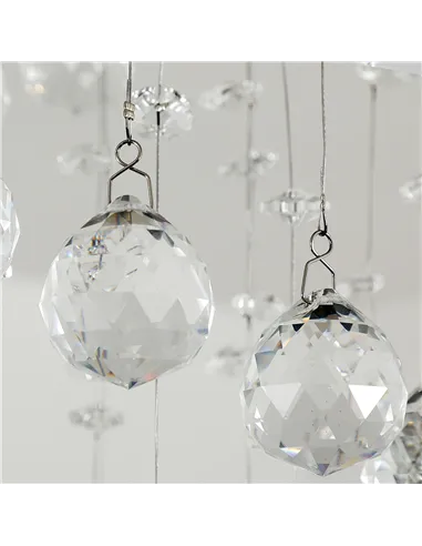 HOMCOM Metal Crystal Ceiling Light Chandelier Elegant Pendant Lamp Living Room Stairway Stairway Spiral Rain Drop Pendant Lamp S