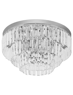 HOMCOM Round Crystal Ceiling Lamp 7 Lights Chandelier Mounted Fixture For Living Room Dining Room Hallway Modern