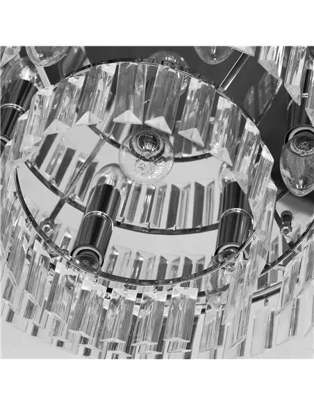 HOMCOM Round Crystal Ceiling Lamp 7 Lights Chandelier Mounted Fixture For Living Room Dining Room Hallway Modern
