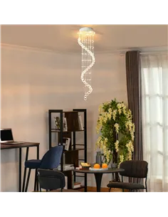 HOMCOM Modern Crystal Chandelier Ceiling Light Pendant Lamp Chrome Finish Glass Droplets New, Ф30 x 120cm 2