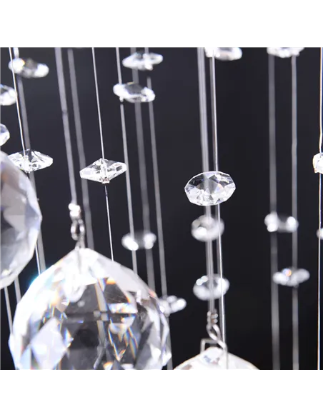 HOMCOM Modern Crystal Chandelier Ceiling Light Pendant Lamp Chrome Finish Glass Droplets New, Ф30 x 120cm