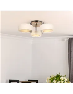 HOMCOM Acrylic Lamp Indoor 3 Light Pendant Chandelier Flush Mount Office Living Room Bedroom w/ Chrome Finish 2