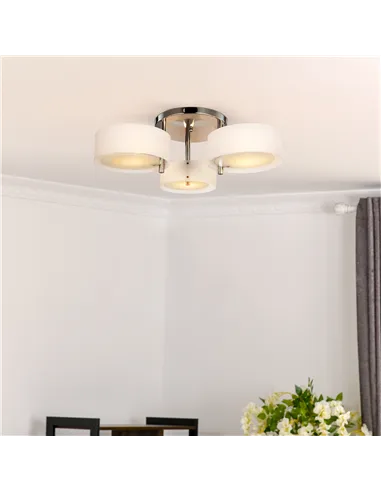 HOMCOM Acrylic Lamp Indoor 3 Light Pendant Chandelier Flush Mount Office Living Room Bedroom w/ Chrome Finish