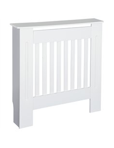HOMCOM Slatted Radiator Cover Painted Cabinet MDF Lined Grill in White (78L x 19W x 81H cm)